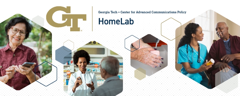 homelab logo with four images of healthcare related activities.